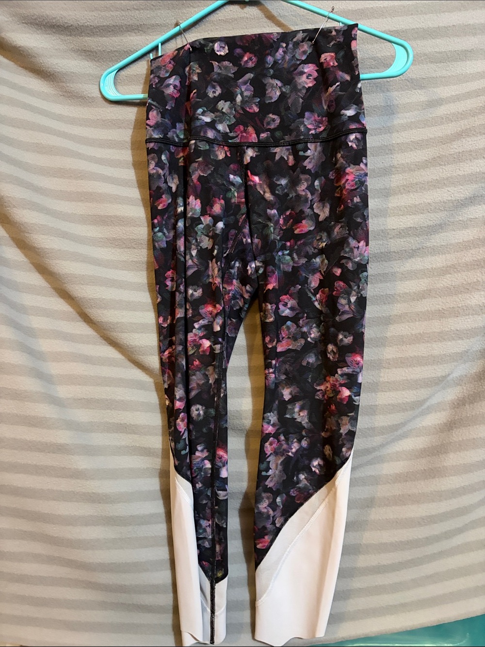 lululemon athletica Black Floral High-Rise Leggings with White Panels